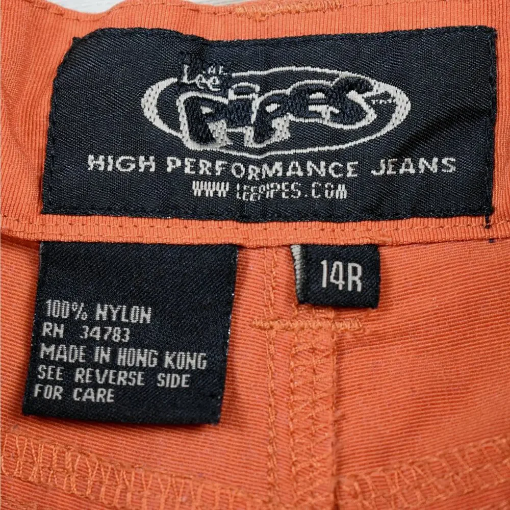 Vintage Lee Pipes Cargo Shorts Boys 14 Orange Skater Gorpcore Tech Wear 90s Y2K